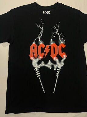 ACDC T-Shirt, Red Logo With Thunder - 80s Band Tour Tee (Brand New With Tags)